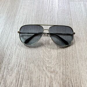 quay australia high key silver & blue oversized aviator sunglasses eyewear NEW